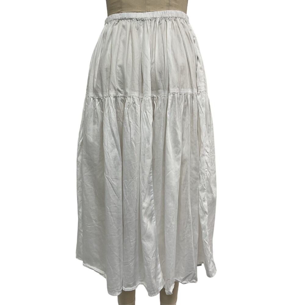 Enza Costa Tiered White Maxi Skirt Size 0 / XS - Picture 3 of 5